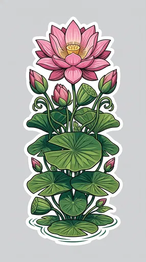 Pink Lotus Totem Sticker Illustration