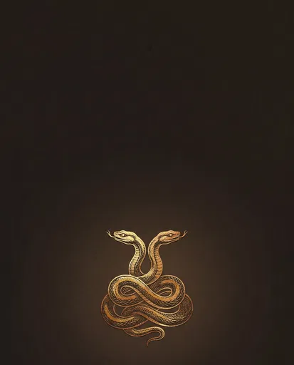 Gold Foil Two-Headed Serpent Illustration