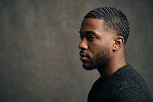 Studio Portrait of Man with Waves