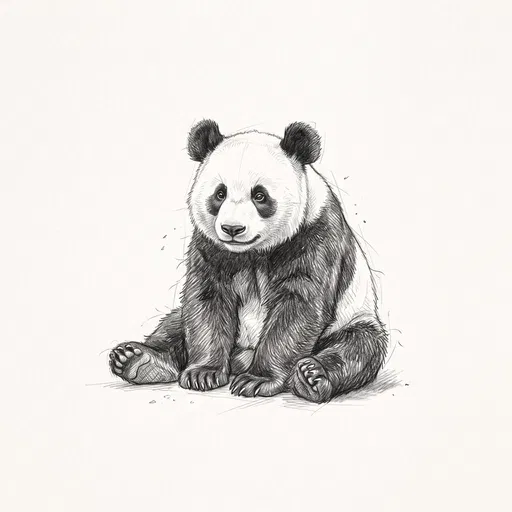 Seated Giant Panda Pencil Sketch