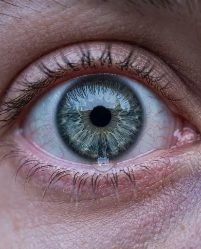 Macro Close-Up of Grey-Green Eye