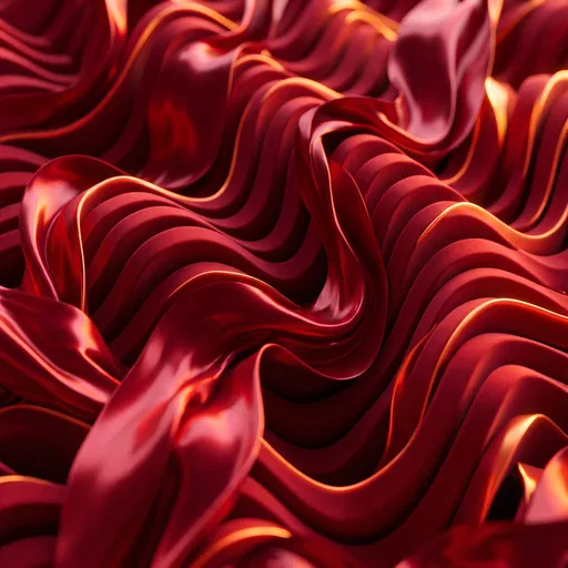 Abstract Red Silk and Matte Waves