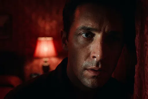 Man Listening in Red Room