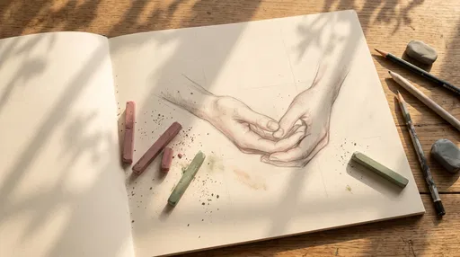 Pastel Sketch of Cupped Hands in Sunlight