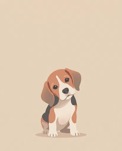 Curious Beagle Puppy Flat Illustration