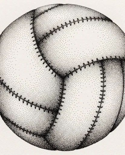 Stippled Ink Drawing of a Volleyball