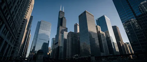 Low-Angle View of Chicago Skyline Towers