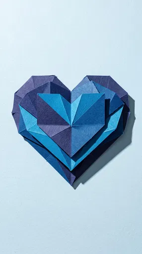 Layered Blue Geometric Origami Heart