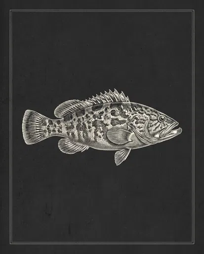 Vintage Engraving Illustration of Grouper Fish