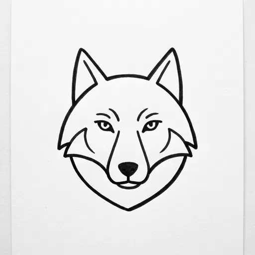 Simple Black Marker Wolf Head Drawing