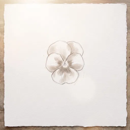 Minimalist Pansy Flower Pencil Sketch