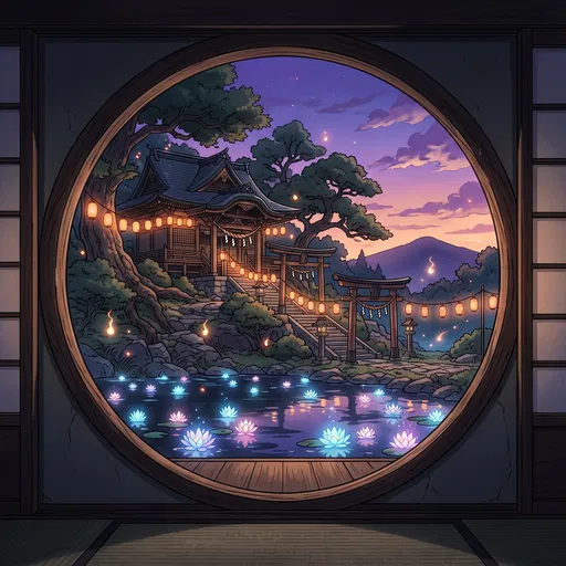 Mystical Shrine Seen Through Round Window