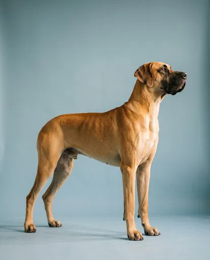 Fawn Great Dane Standing in Studio