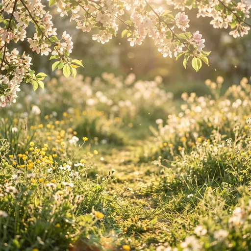 Sunlit Wildflower Meadow with Blossoms