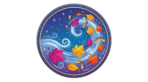 Whimsical Autumn Wind and Leaves Badge