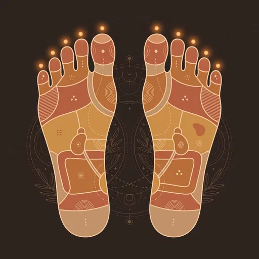 Earthy Foot Reflexology Chart Illustration
