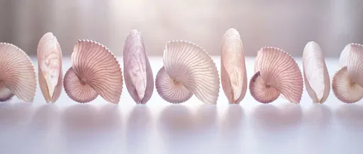 Translucent Pastel Seashells Lined Up