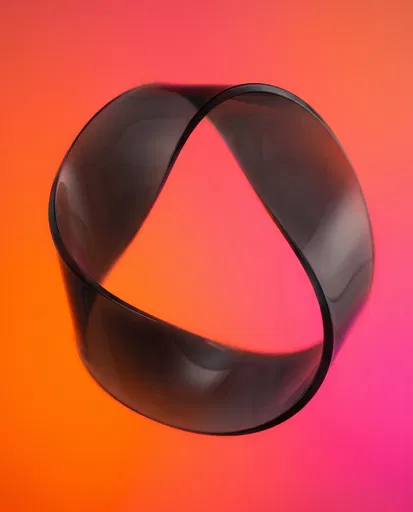 Dark Acrylic Mobius Strip On Gradient