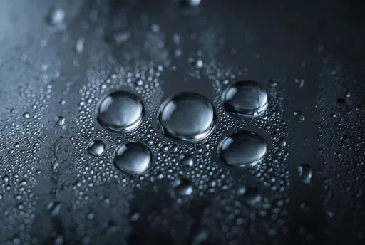 Macro Water Droplets on Dark Glass