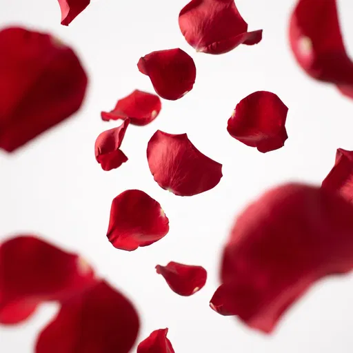 Falling Red Rose Petals on White