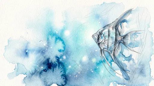 Watercolor and Pencil Freshwater Angelfish Illustration