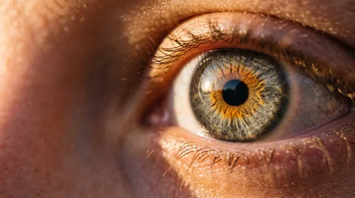 Macro Close-Up of Grey and Amber Eye