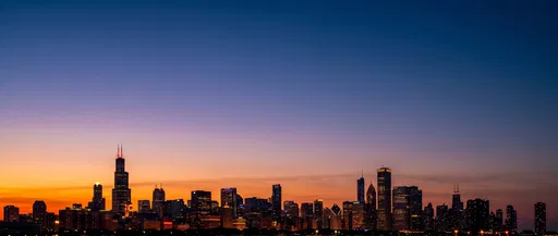 City Skyline Silhouette at Twilight Sunset