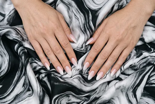 Hands With Pink and White Ombre Nails
