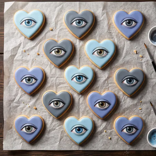 Heart Cookies With Painted Eyes