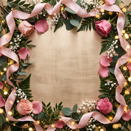 Romantic Floral and Ribbon Frame on Brass