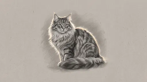 Graphite Drawing of Norwegian Forest Cat