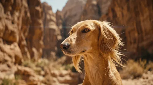 Golden Saluki Dog in Sandstone Canyon