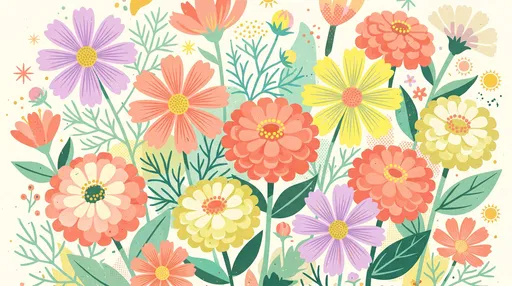 Mid-Century Pastel Floral Illustration