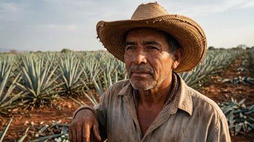 Seasoned Latino Farmer in Agave Field