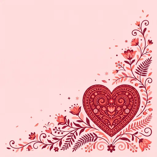 Folk Art Valentine Heart Floral Corner