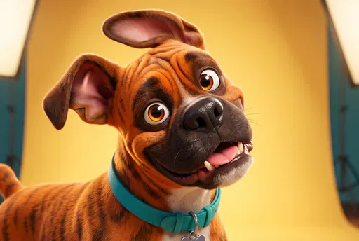 Goofy 3D Cartoon Boxer Dog Portrait
