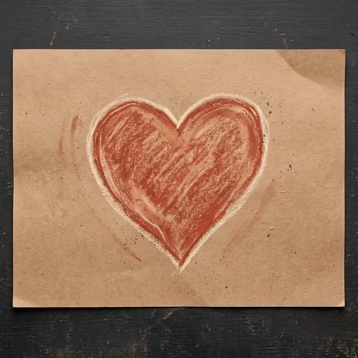 Chalk Heart Drawing on Kraft Paper