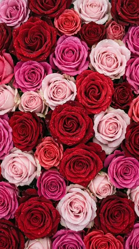 Red and Pink Roses Flat Lay