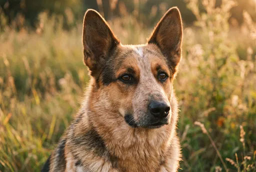 Golden Hour Portrait of Mixed Breed Dog