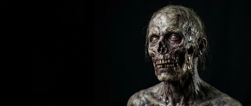 Detailed Zombie Bust Against Black Background