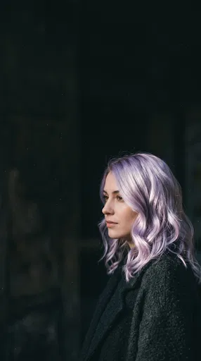 Portrait of Woman with Pastel Lavender Hair