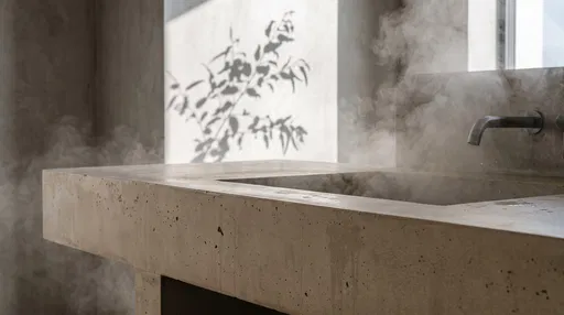 Minimalist Concrete Sink With Rising Steam