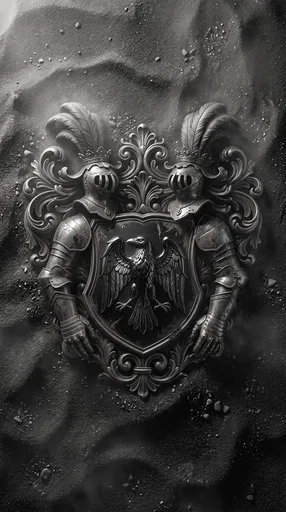 Dark Metallic Raven Coat of Arms