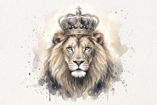 Watercolor Crowned Lion Illustration