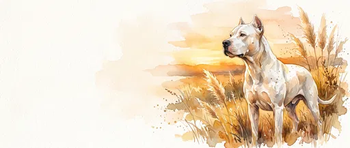 Watercolor Dogo Argentino in Golden Grass