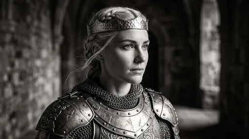 Monochrome Portrait of Armored Warrior Princess