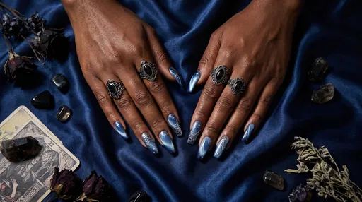 Witchy Blue Cat-Eye Halloween Nails
