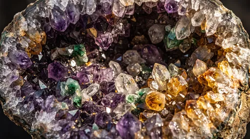 Multicolored Crystal Geode Macro Interior