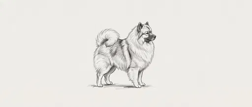 Minimalist Monochrome Keeshond Dog Illustration
