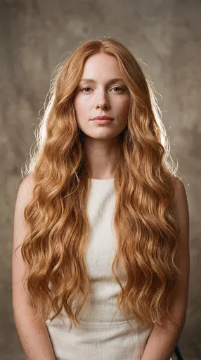 Woman With Long Wavy Strawberry Blonde Hair